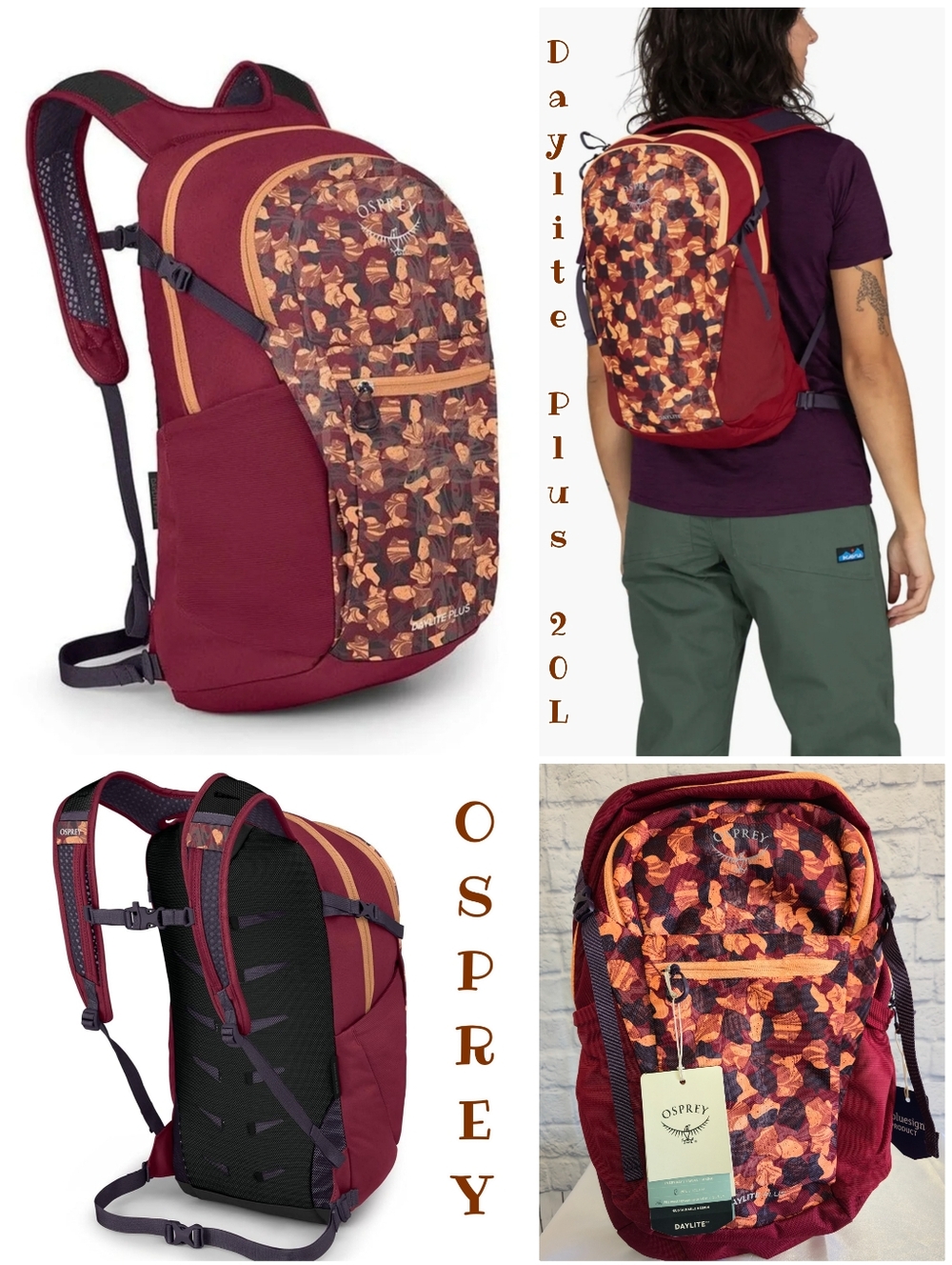 OSPREY Daylite Plus Backpack Liquify Print Kakio Pink Hiking Travel Bag New 20L